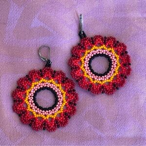 Handcrafted Beaded Earring Rounds On 925 Sterling Silver Lever Back Wires